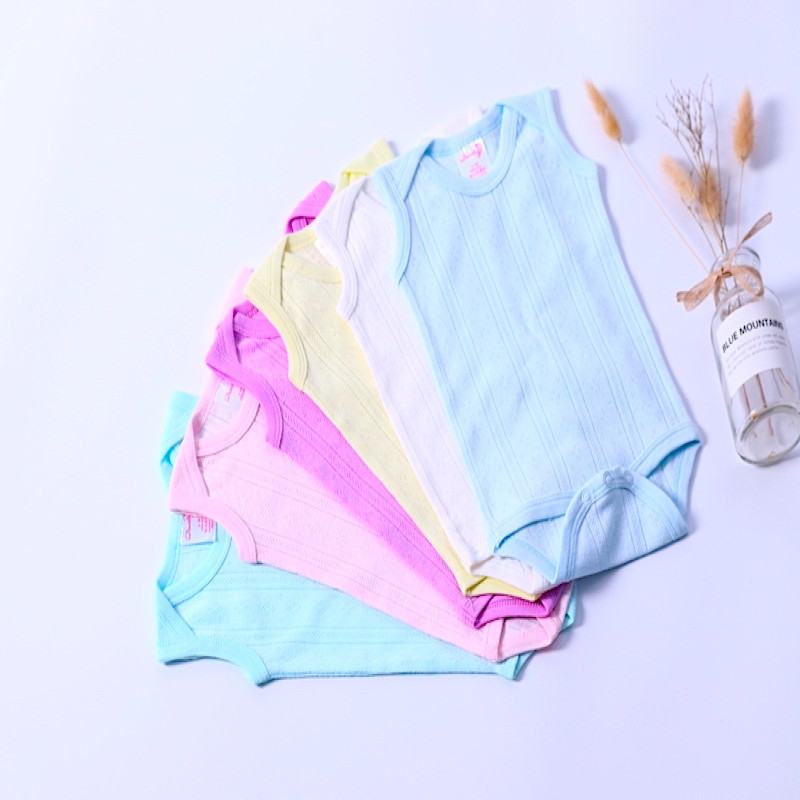 3M Sleeveless Jacquard Cotton Breathable Summer Baby Onesie 6 colors